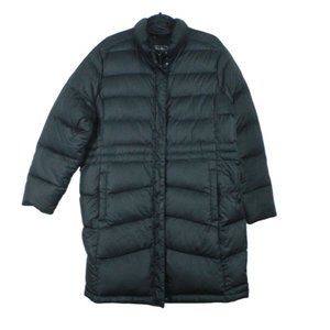 LL Bean Warm Core Down Coat Polyester Snap Zip Black Quilted Size 1X